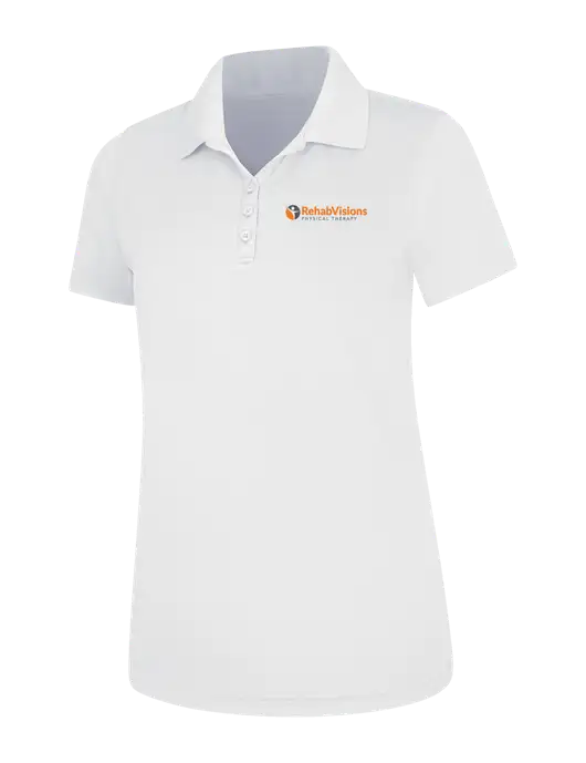 White Womens Dry Zone UV Mesh Polo w/RV Physical Therapy Logo