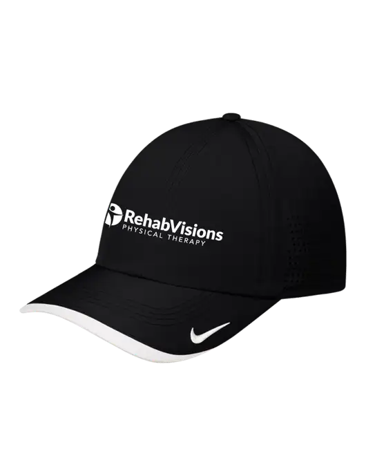 Nike Black/White Dri-FIT Perforated Performance Cap w/RV Physical Therapy Logo