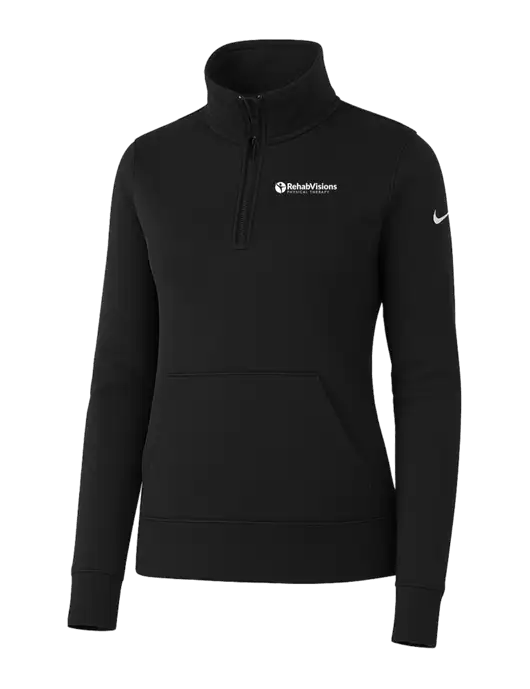 Nike Womens Black Club Fleece Sleeve Swoosh 1/2-Zip w/RV Physical Therapy Logo