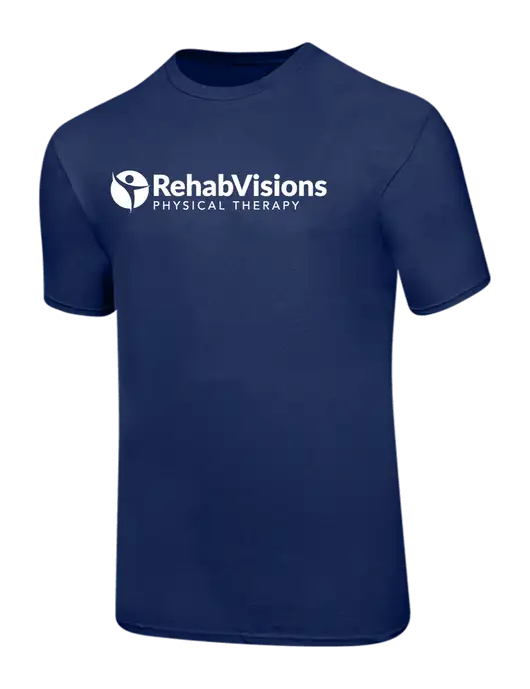 Ring Spun Navy 4.5 oz T-Shirt w/RV Physical Therapy Logo