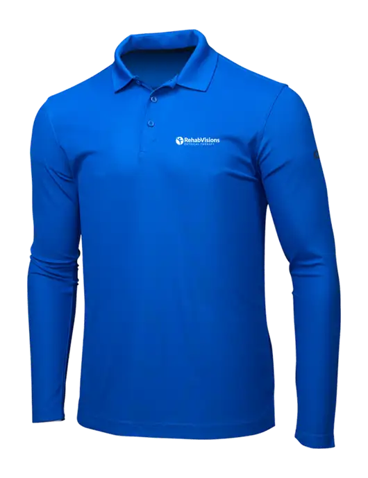 OGIO Royal Blue Caliber 2.0 Long Sleeve Polo w/RV Physical Therapy Logo