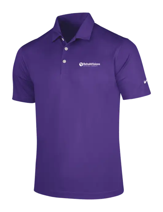 NIKE Purple Dri-Fit Vertical Mesh Polo w/RV Physical Therapy Logo