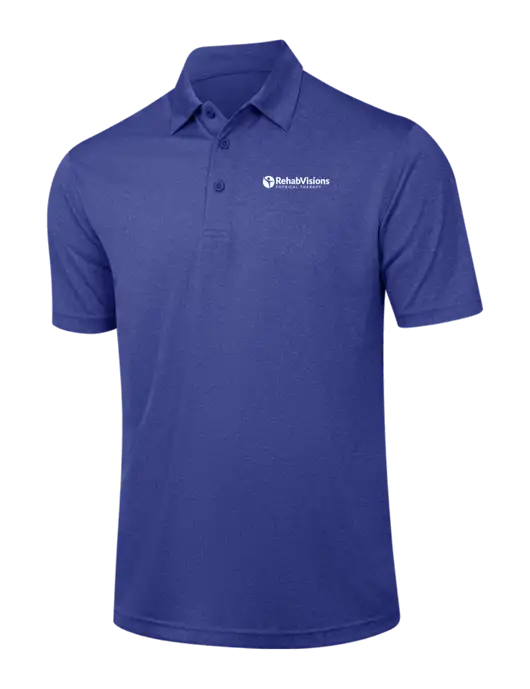 Dark Royal Heather Contender Polo w/RV Physical Therapy Logo