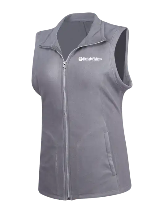 Medium Grey Womens Microfleece Vest w/RV Physical Therapy Logo