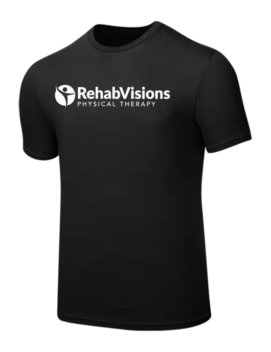 Seriously Soft Black T-Shirt w/RV Physical Therapy Logo