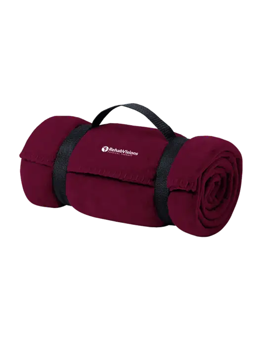 Casual Maroon Fleece Blanket With Strap w/RV Physical Therapy Logo