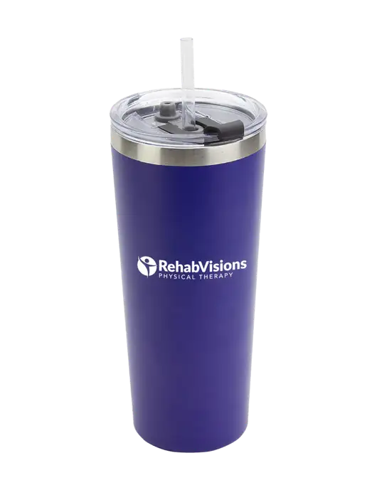 Brighton Blue 20 oz Insulated Tumbler & Straw w/RV Physical Therapy Logo