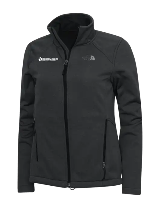 North Face Dark Grey Heather Womens Ridgewall Soft Shell Jacket w/RV Physical Therapy Logo