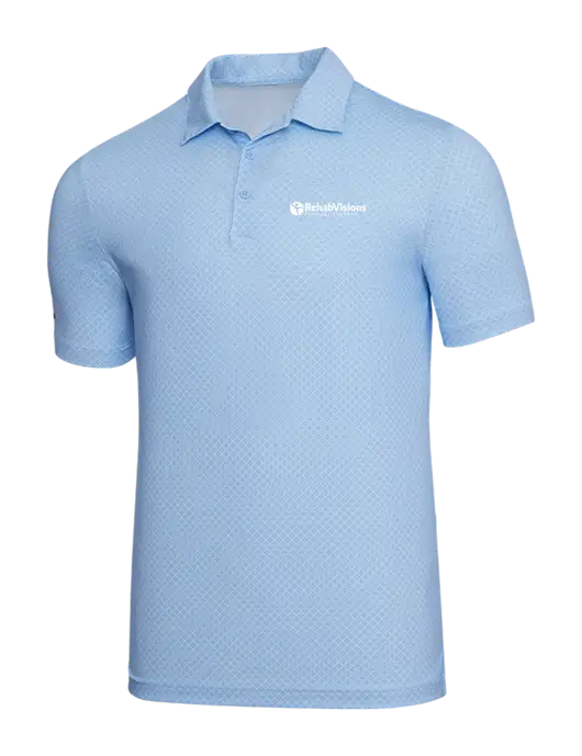 Adidas Light Blue Diamond Dot Print Polo w/RV Physical Therapy Logo
