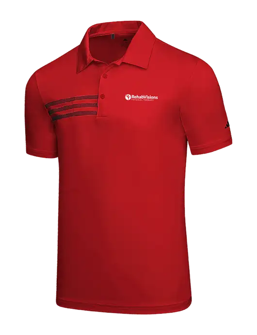 Adidas Red 3 Stripes Chest Polo w/RV Physical Therapy Logo