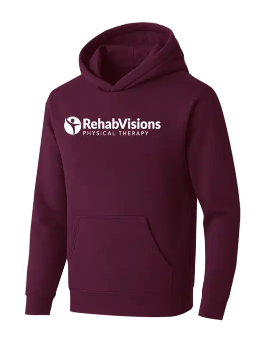 BELLA+CANVAS Maroon Sponge Fleece Pullover Hoodie w/RV Physical Therapy Logo