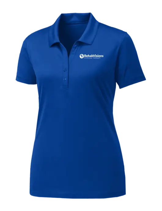 Womens Royal PosiCharge Competitor Polo w/RV Physical Therapy Logo