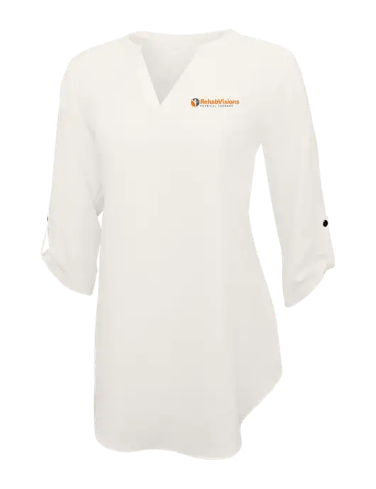 Ivory Womens 3/4 Sleeve Tunic Blouse w/RV Physical Therapy Logo