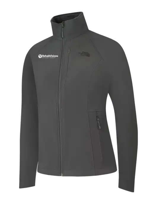 North Face Womens Medium Grey Apex Barrier Soft Shell Jacket  w/RV Physical Therapy Logo