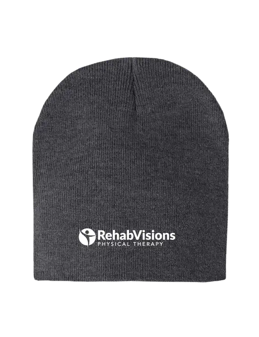 Charcoal Heather Element Knit Beanie w/RV Physical Therapy Logo