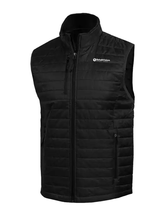 Packable Black Puffy Vest w/RV Physical Therapy Logo