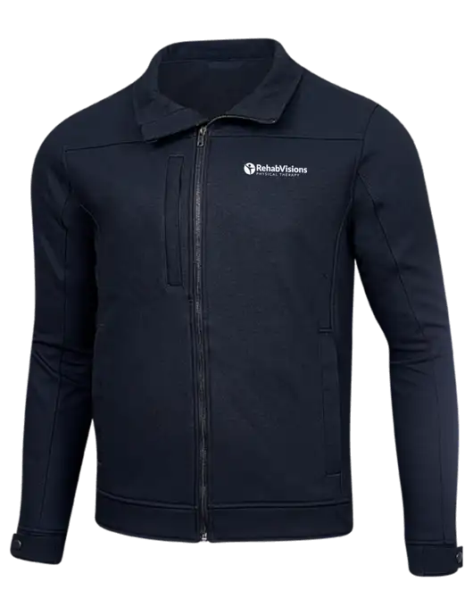 Cornerstone Navy Duck Bonded Soft Shell Jacket w/RV Physical Therapy Logo