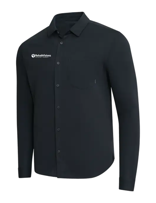 OGIO Black Extend Long Sleeve Button Up Shirt w/RV Physical Therapy Logo