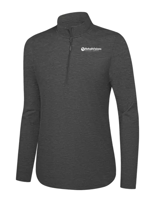  Womens Dark Grey Heather C-FREE Double Knit 1/4-Zip w/RV Physical Therapy Logo