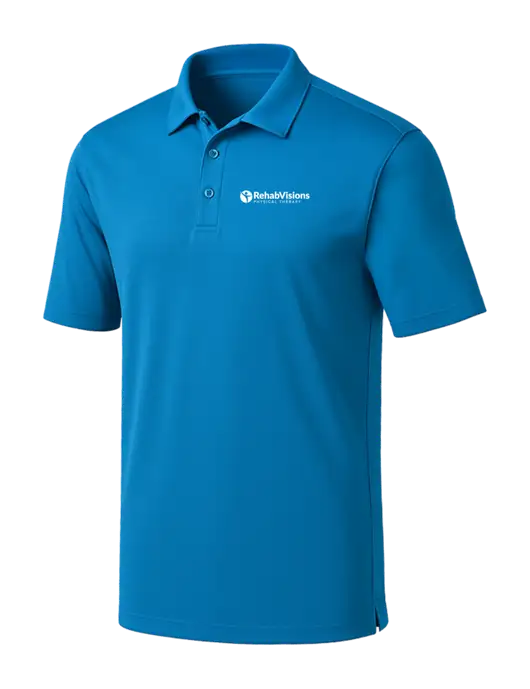 Royal Blue Silk Touch Performance Polo w/RV Physical Therapy Logo