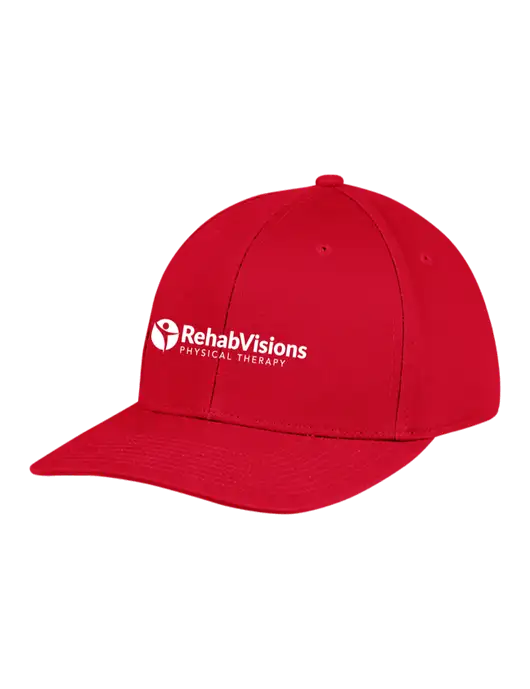 Premium Modern Structured Twill Red Snapback Cap w/RV Physical Therapy Logo