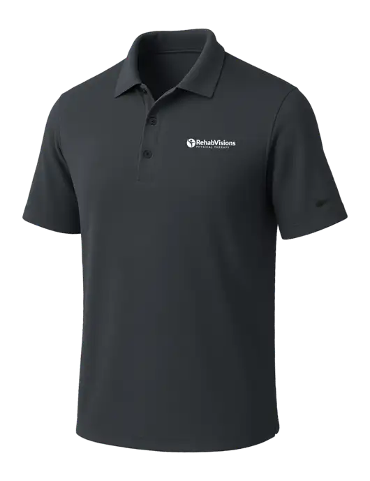 NIKE Dark Grey Dri-Fit Micro Pique Polo w/RV Physical Therapy Logo