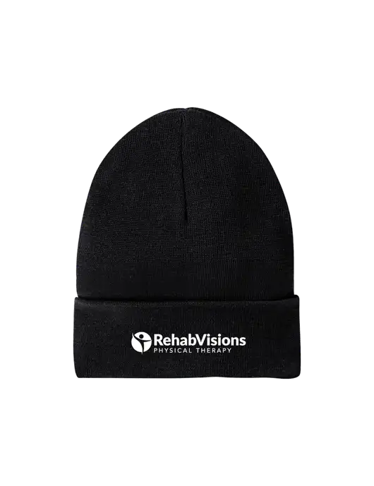 Recycled Black Beanie w/RV Physical Therapy Logo