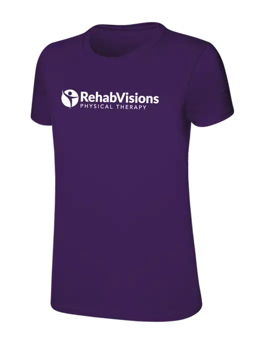 Womens Ring Spun Purple 4.5 oz T-Shirt w/RV Physical Therapy Logo