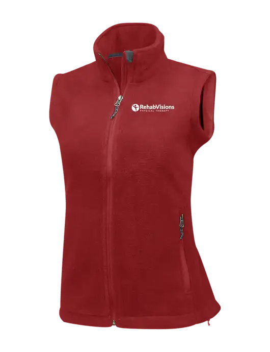 Red Womens Fleece Vest w/RV Physical Therapy Logo