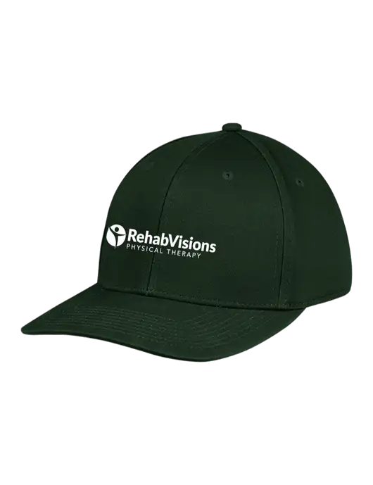 Premium Modern Structured Twill Dark Green Snapback Cap w/RV Physical Therapy Logo