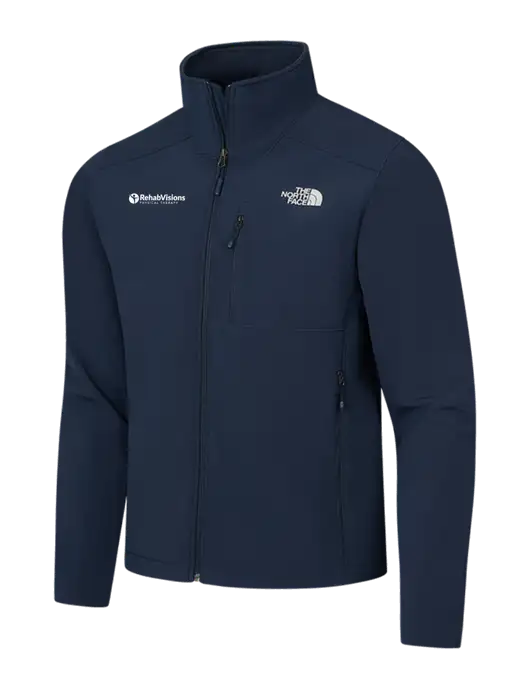 North Face Navy Apex Barrier Soft Shell Jacket w/RV Physical Therapy Logo