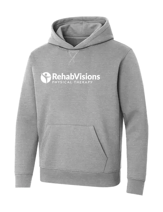 Allmade Granite Grey Heather Organic French Terry Pullover Hoodie w/RV Physical Therapy Logo