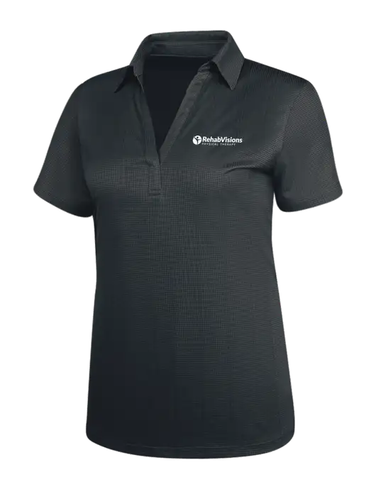Dark Grey Womens Performance Fine Jacquard Polo w/RV Physical Therapy Logo