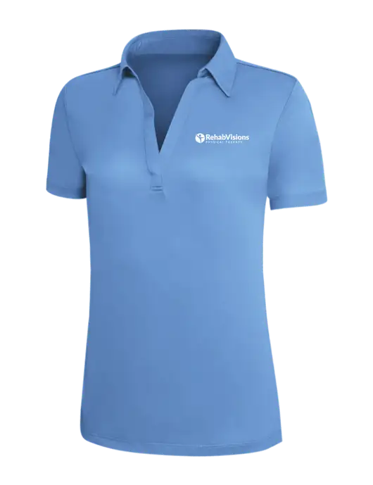 Carolina Blue Silk Touch Womens Performance Polo w/RV Physical Therapy Logo
