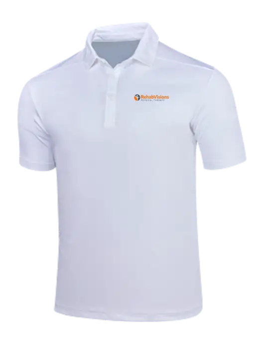 White Posi-UV Pro Polo w/RV Physical Therapy Logo