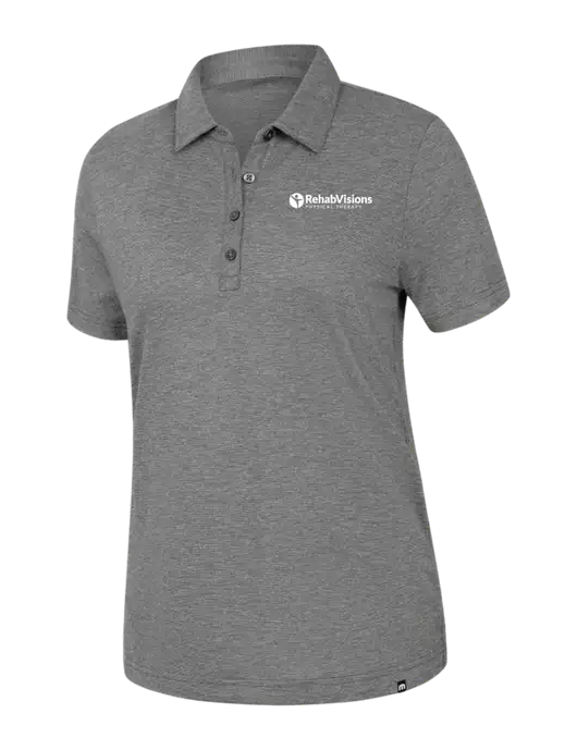 TravisMathew Womens Dark Grey Heather Sunnyvale Polo w/RV Physical Therapy Logo