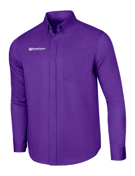 Long Sleeve Purple Superpro React Twill Shirt w/RV Physical Therapy Logo