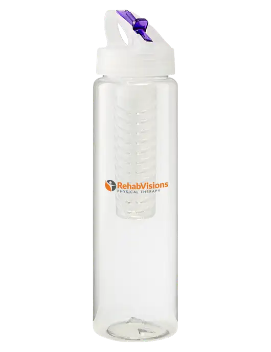 Buddy Infuser Purple 32 oz PET Bottle with Flip Lid w/RV Physical Therapy Logo