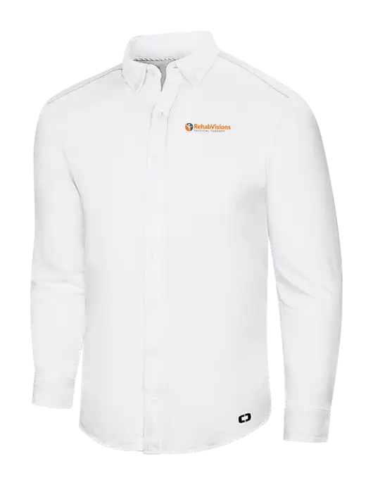 OGIO Bright White Modern Code Stretch Button-Up Shirt w/RV Physical Therapy Logo