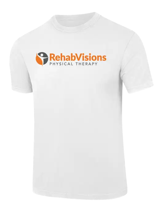 Comfort Colors 6.1 oz White Heavyweight Ring Spun T-Shirt w/RV Physical Therapy Logo