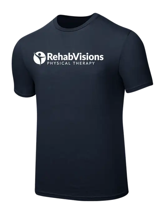 Seriously Soft Navy T-Shirt w/RV Physical Therapy Logo