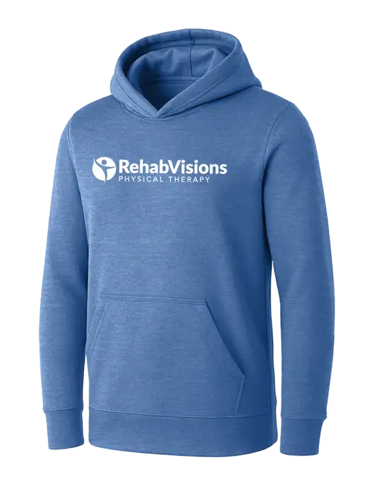 Womens Royal Heather Core Fleece Pullover Hooded Sweatshirt w/RV Physical Therapy Logo
