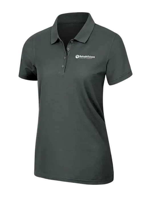 Dark Grey Womens Core Classic Pique Polo w/RV Physical Therapy Logo