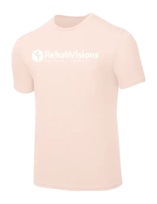 Seriously Soft Very Light Coral T-Shirt w/RV Physical Therapy Logo