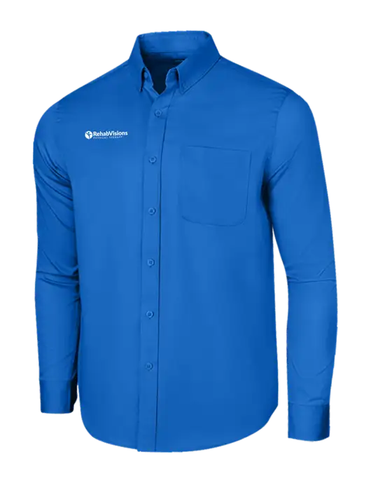 Long Sleeve Royal Blue Superpro React Twill Shirt w/RV Physical Therapy Logo