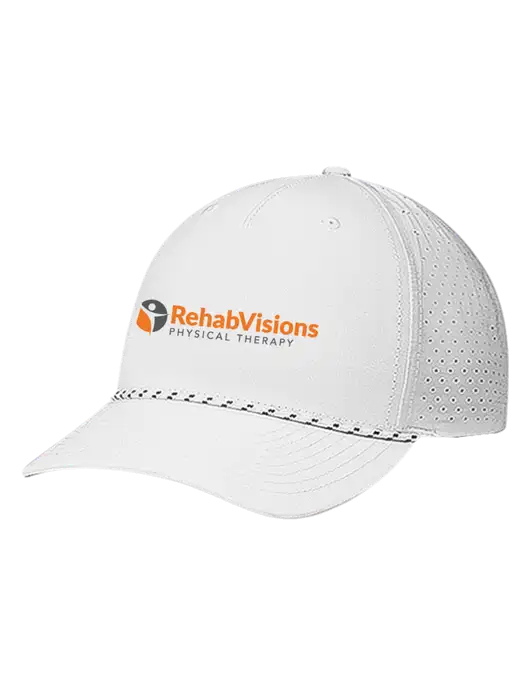 Richardson Laser Perf Performance White/White-Black Rope Cap w/RV Physical Therapy Logo