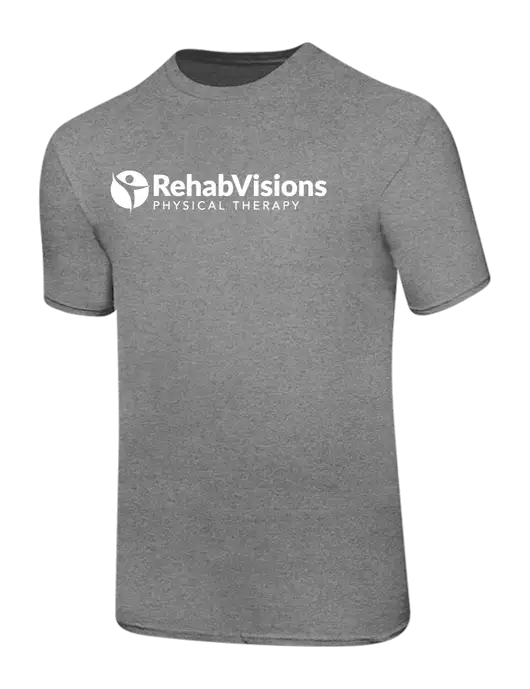 Ring Spun Light Heather Grey 4.5 oz T-Shirt w/RV Physical Therapy Logo