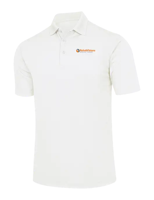 White Micropique Sport-Wick Polo w/RV Physical Therapy Logo