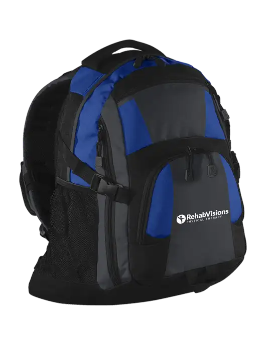 Urban Royal/Grey/Black Laptop Backpack w/RV Physical Therapy Logo