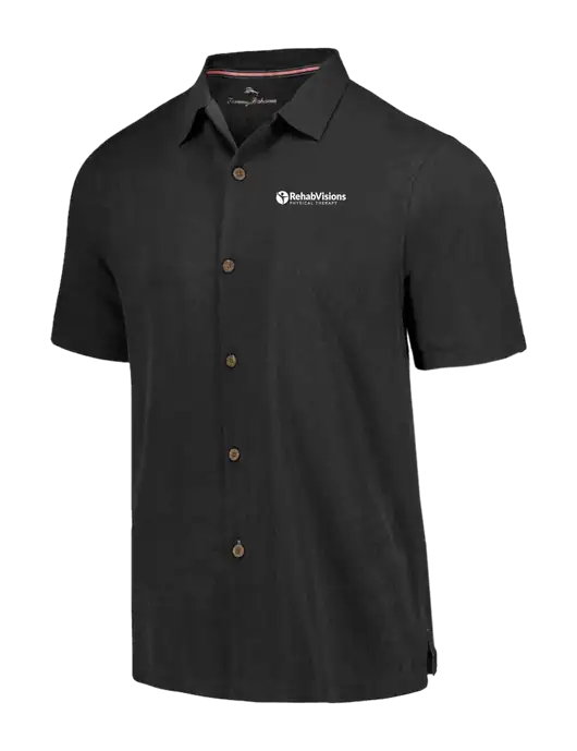 Tommy Bahama Black Tropic Isles Short Sleeve Shirt w/RV Physical Therapy Logo